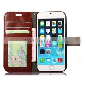 Factory High Quality Crazy Horse Pattern Wallet PC+PU Leather Case for IPhone 6 Plus Case With Photo Frame With Card Slot thumbnail-2