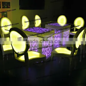 Wood Acrylic Stackable Led Light Event Rental Party Bar Chair Furniture Outdoor Dance Chair thumbnail-3