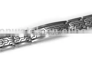Black & Blue Fashion Men Tungsten Carbide Foldover Clasp Bangle Bracelet thumbnail-5