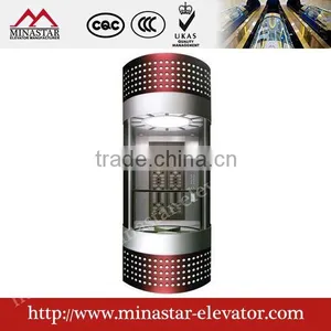 630kg~1250kg,1.0m/s~1.75m/s Sightseeing Elevator and Observation Elevator|panoramic Glass Elevator thumbnail-2