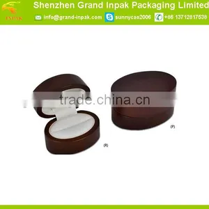 Round Solid Wood Ring Display Box With Leather Rolls Insert thumbnail-1