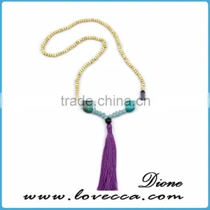 Various Design Colorful Beads Bohemia Style Wholesale Tassel Necklace Jewelry Natural Stone Beads thumbnail-2