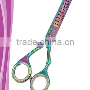 Majesty Thinning Shear 13 Curved Teeth 6 Inch Adjustable Tension Dial PVD Rainbow Titanium Coated Finish thumbnail-1