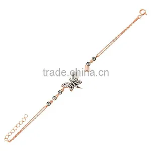 Rose Gold P. 925K Sterling Silver Butterfly Bracelet BSBL073 thumbnail-1