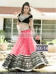 Glided Orange Georgette Designer Lehenga Saree/Shop Latest Lehenga Style Sarees thumbnail-5