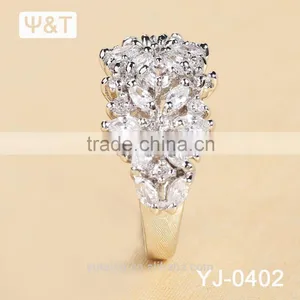 Jingli Jewelry Diamond Flower Shaped Silver Ring For Women (YJ-402) thumbnail-2