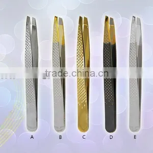 Chrome Plated Steel Slanted Eyebrow Tweezer Set thumbnail-1