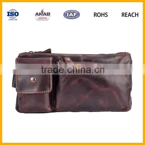 Golden Supplier Promotional Elegant PU Brown Multilayer Waist Bag for Men and Women thumbnail-1