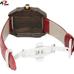 Luxury Men Watch Square Watches Case Stainless Steel Wooden Watch With Butterfly Buckle thumbnail-5
