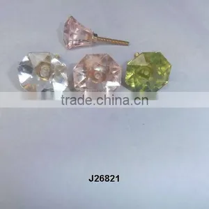 Glass Knob With Screw in Light Pink Green and Transparent Colour and Nut Available in All Colours thumbnail-1