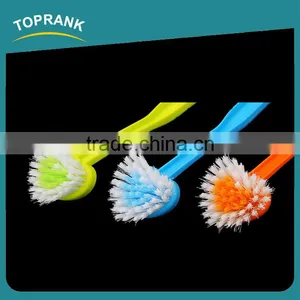 Toprank BSCI Manufacturer New Design Heart Shape Head Plastic Bowl Cleaning Brush Kitchen Brush Dish Brush With Handle thumbnail-2