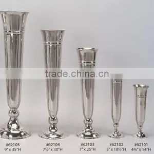 Silver Plated Metal Trumpet Shiny Flower Vases for Wedding thumbnail-1