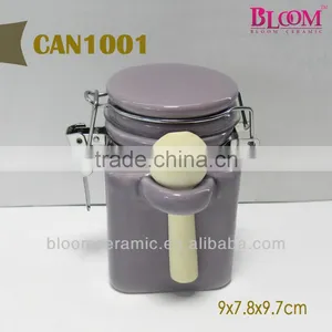 Porcelain Sealed Canister With Scoop thumbnail-1
