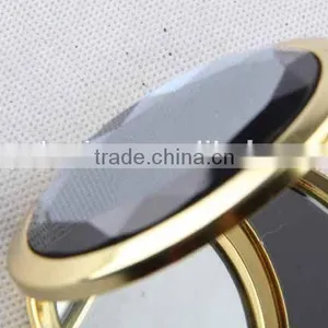 Flip Type Metal Gemstone Shaped Round Mirror With Snap Hook/mirror thumbnail-2