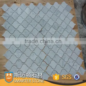 Carrara White Marble Lantern Mosaic Tile Backsplash for Flooring thumbnail-1