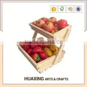 Large Capacity Decorative Kitchen Wooden Fruit Basket Stand thumbnail-2
