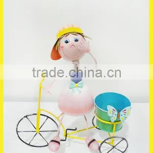 YS14344 Metal Crafts for Garden Decoration Flower Pot With a Bicycle thumbnail-1