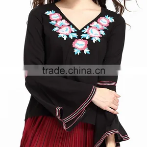 Domin Fashion Factory Latest Embroidery Style Lady Blouse thumbnail-2