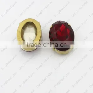 Factory Price DZ-3002 Decorative Lead Free Oval Light Siam Crystal Stone for Garment Accessories thumbnail-1