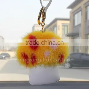 CX-R-01 Mink Fur Mushroom Mobile Phone Strap Custom Key Ring thumbnail-2
