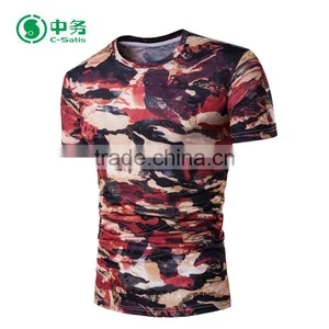 New Style Summer 100% Cotton Short Sleeve Camouflage Printed T Shirt for Men thumbnail-3