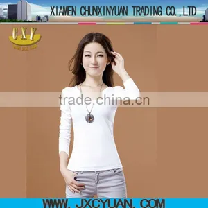 Pure White Blank White Long Sleeve t Shirt for Women thumbnail-1