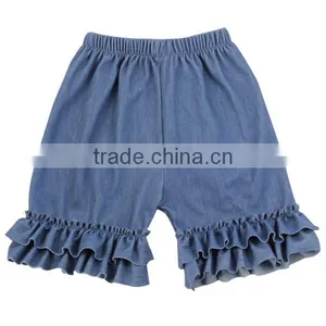 Best Seller Denim Shorts for Kids Summer Deep Blue Jean Shorts Baby Girl Ruffle Shorts thumbnail-1
