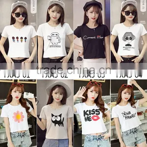 Joker Lady T-shirt Female Students the New Summer 2017 Han Edition Women's Short Sleeve T-shirt Letter Brief Paragraph Smock thumbnail-4