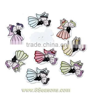 Wood Sewing Scrapbooking Button Lover Bride and Groom Mixed Two Holes 3.1cm x 24.0mm, 100 PCs,8seasons thumbnail-1