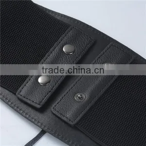 High Quality Black PU Leather Elastic Ladies Wide Waist Elastic Belts thumbnail-2