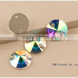 14mm 16mm Decorative Round Clear Glass Crystal Button Sew on Stones thumbnail-4