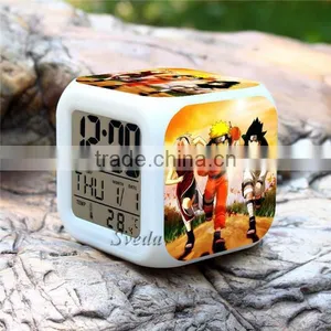Hot Anime Naruto Character Design Clocks LED Digital Clock 7 Colors Changing LED Alarm Clock for Sale thumbnail-1