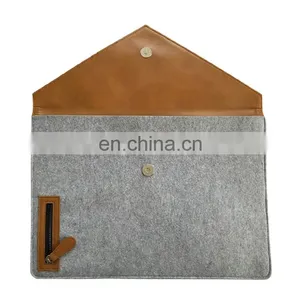 13" Envelope Felt Laptop Sleeve, Wool Felt Laptop Bag With Black Elastic Band thumbnail-3