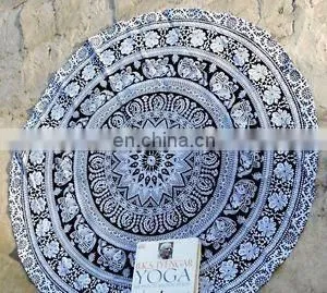 Round Indian Mandala Beach Throw Hippie Tapestry Yoga Mat Roundie Elephant Towel thumbnail-1