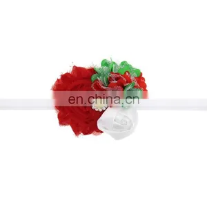 Christmas Decorations Rose Chiffon Flower Elastic Baby Kids Hair Band Children Hair Accessories thumbnail-4