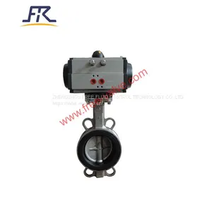 150LB PN16 Wafer Type Pneumatic Actuators Control Butterfly Valve thumbnail-1