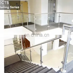 Deck Inox Square Side Mounted Glass Balustrade Balcony Stainless Steel Glass Railing Prices thumbnail-1