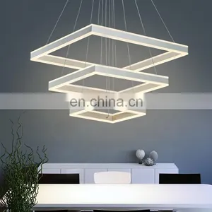 Modern Decorative Home Square Shape Big Led Acrylic Chandelier Lights With Double Face Light thumbnail-2
