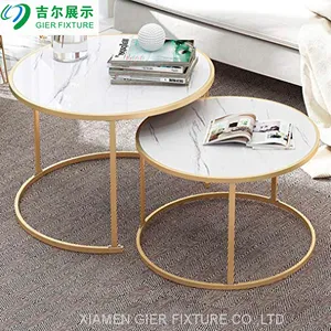 Golen Modern Marbling Round Tea Table Sofa Side Simple Wrought Steel Coffee Table thumbnail-1
