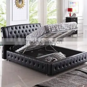 Modern Leather Bed With Crystal Buttons thumbnail-2