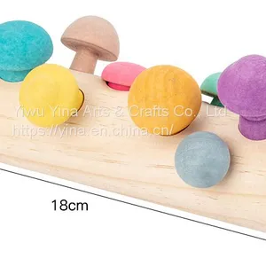 Handcarved Then Wood Stained Handpainted Rainbow Mushrooms Non-Toxic Stain STEM Loose Parts Play thumbnail-4