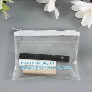 Biodegradable Custom Logo Travel Vinyl Waterproof Beach Zipper Cosmetic Bag TPU PVC Toilet Wash Bag thumbnail-1