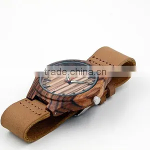 Hot Sale Cheap Wooden Watch Leather Strap Watch Mens Watches Natural Wooden Wrist Watch for Men or Women thumbnail-5