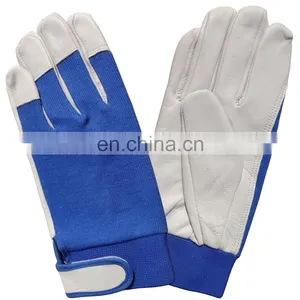 Red Cotton Back Yellow Cow Grain Leather Work Gloves Factory thumbnail-2