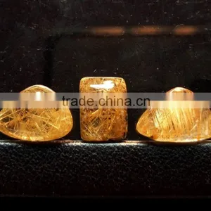 Natural Rutile Cabochon Gemstone / Golden Rutile Stone / Rutilated Quartz / thumbnail-2
