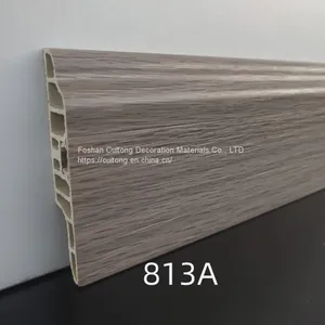 Foshan Wholesale PVC Wood Grain Baseboard Waterproof Baseboard Factory Office Hotel Apartment Project Baseboard thumbnail-2