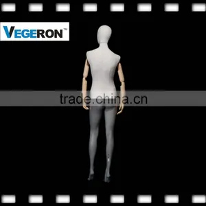 Full Body Egg Head Abstract Fiberglass Female Mannequin With Wooden Flexible Arms Flexible Mannequin thumbnail-3