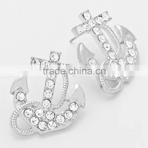 Stud Earring Wholesale Fashion Crystal Anchor Stud Earring Cheap Earring on thumbnail-1