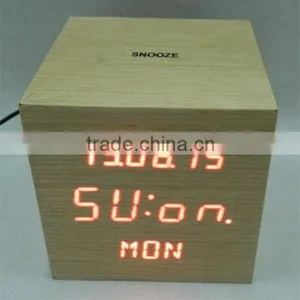 LED Digital Wooden Touch Alarm Clock With Calendar thumbnail-2