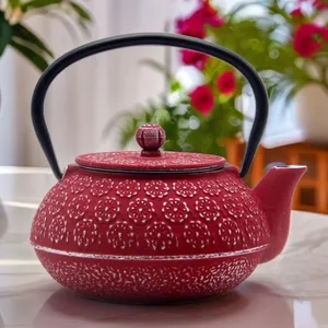 Custom Logo Cast Iron Tea Kettle With Infuser Hand-Crafted Modern Design Colorful Cast Iron Tea Pot thumbnail-3
